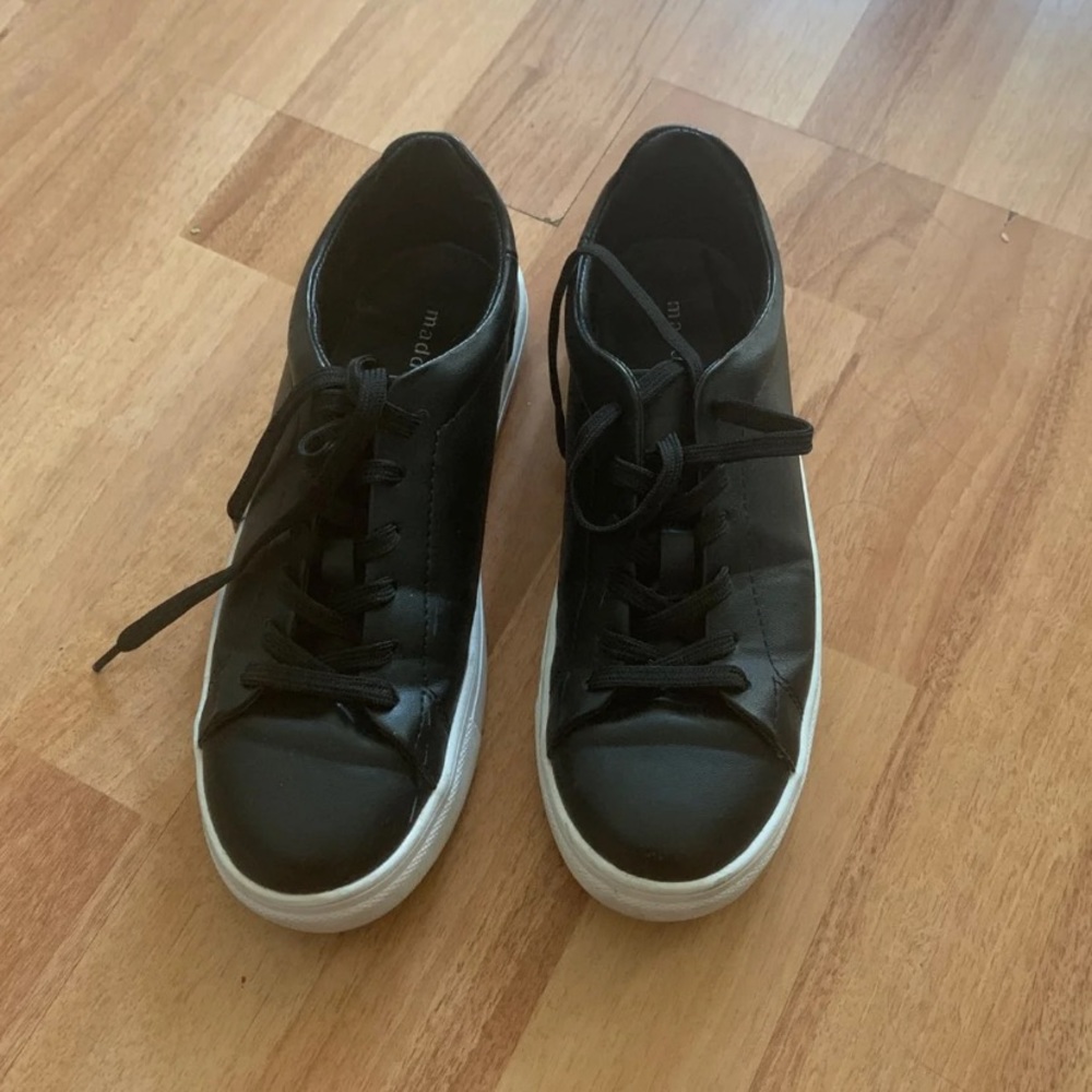 Black leather sneakers